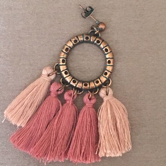 Copper Multi Colored Tassel Boho Earrings NWT - Picture 4 of 8